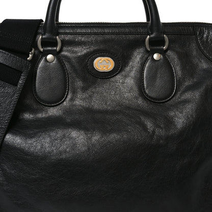 Gucci Fluffy Calfskin Morpheus Weekender Duffle Black 8 of 10