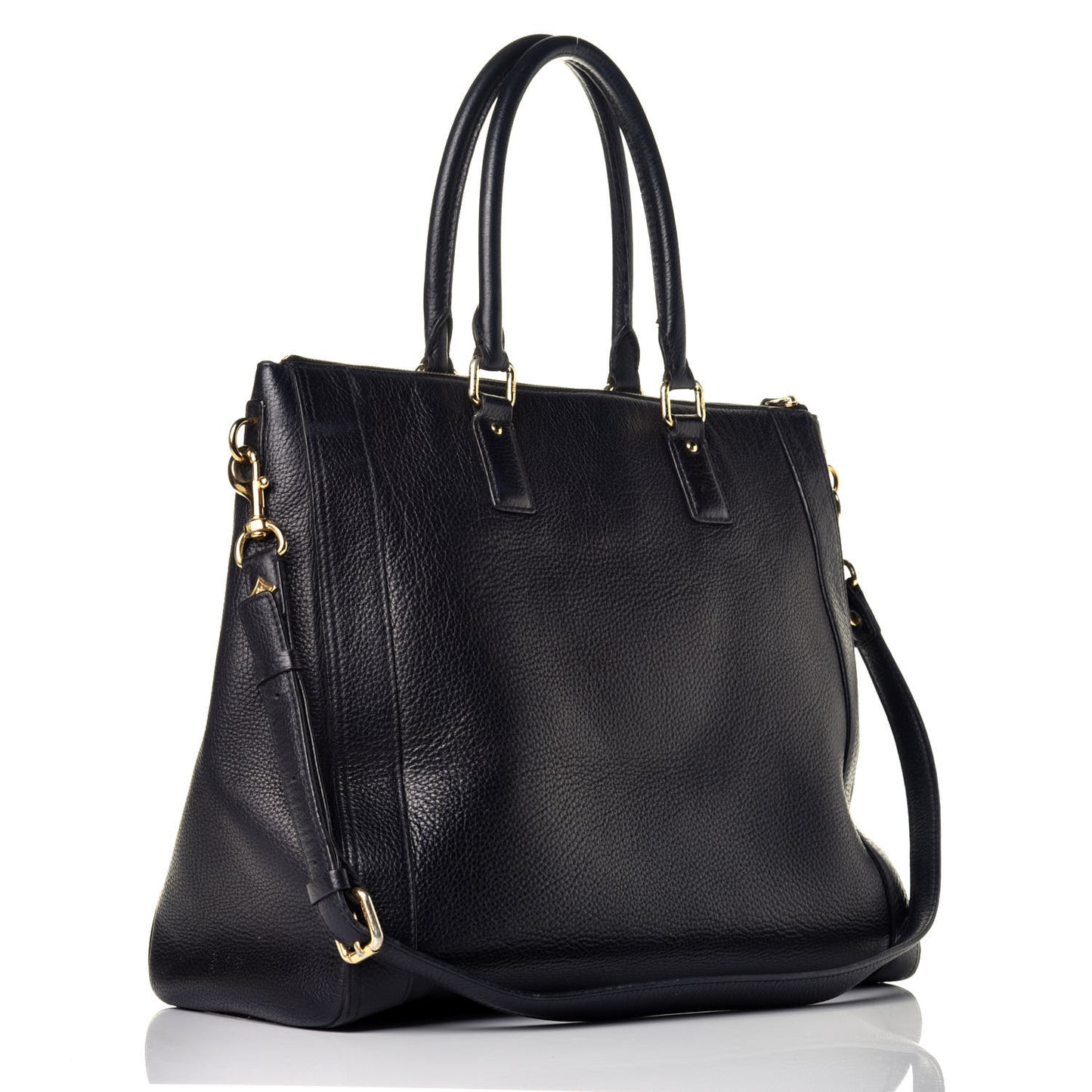 Grained Calfskin Studded Tote Black