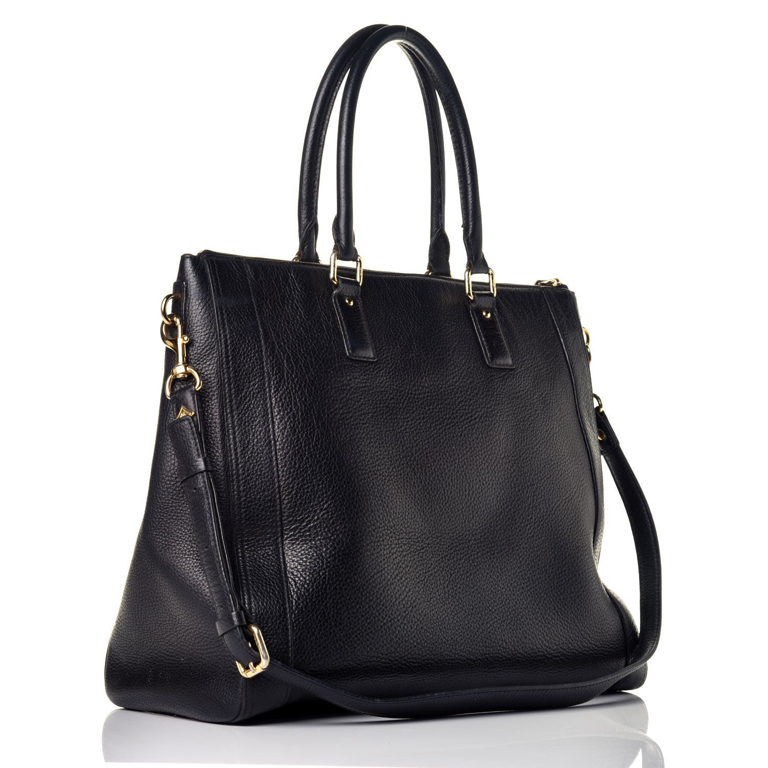 MCM Grained Calfskin Studded Tote Black 5 of 16