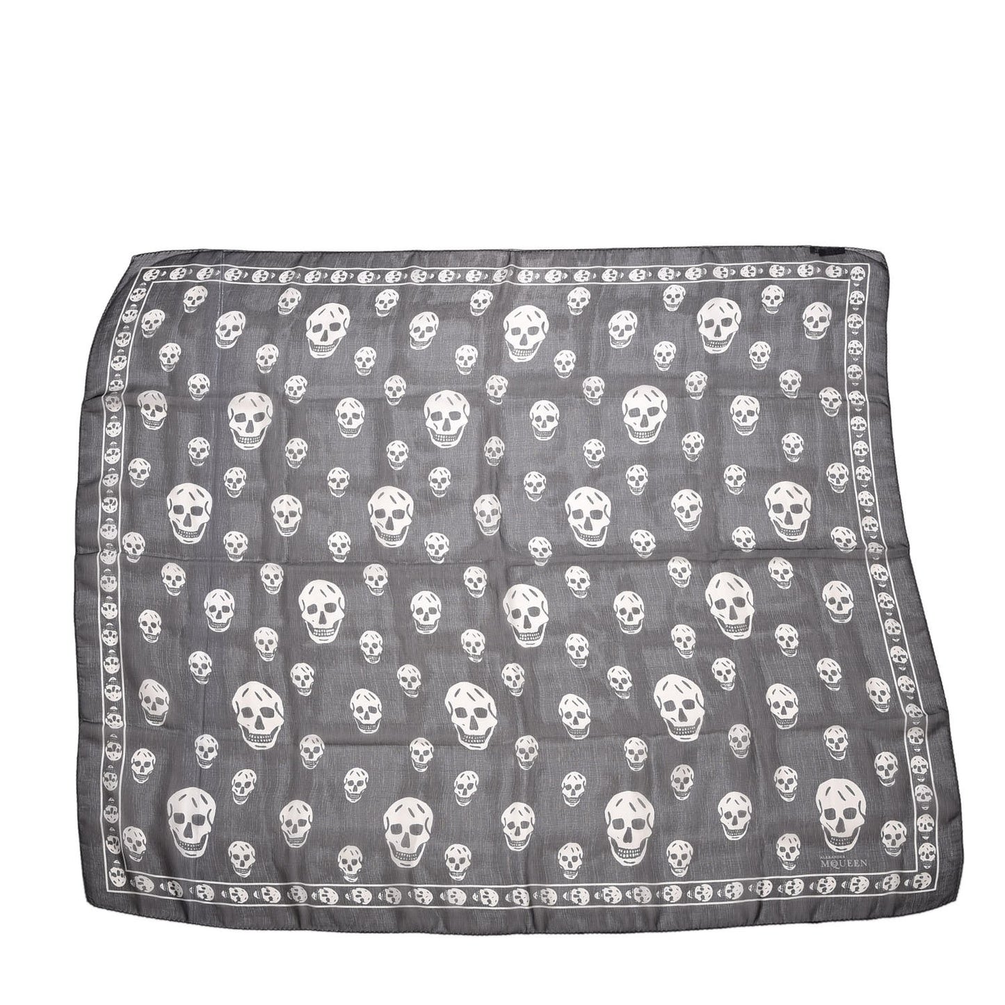 Silk Chiffon Skull Scarf Black Ivory