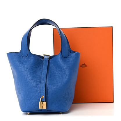 Hermes Taurillon Clemence Picotin Lock 18 PM Bleu Hydra 11 of 11