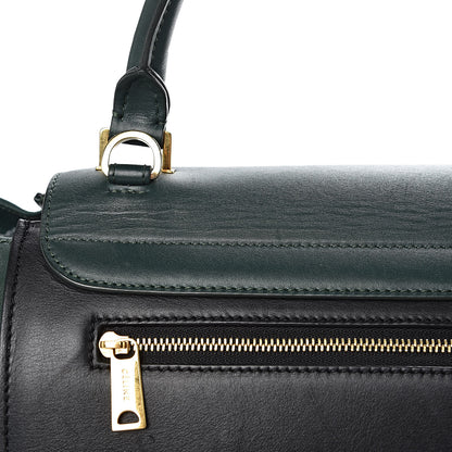 Celine Smooth Calfskin Medium Bi-Color Trapeze Bottle Green Black 12 of 16