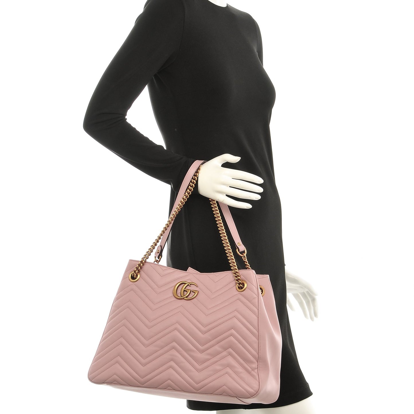 Calfskin Matelasse Medium GG Marmont Shoulder Tote Bag Perfect Pink