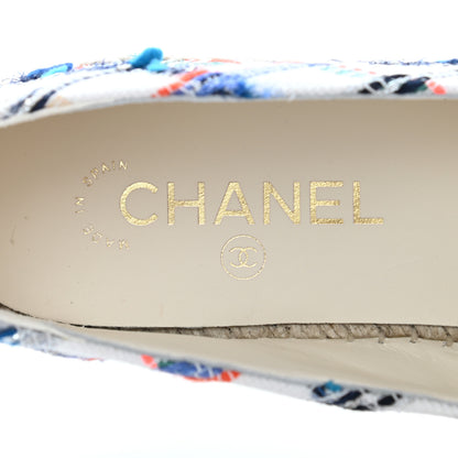 Chanel Tweed Grosgrain CC Espadrilles 40 White Blue Pink Green Black 9 of 10