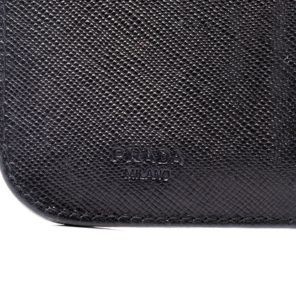 Prada Saffiano Compact Zip Around Wallet Black 8 of 14