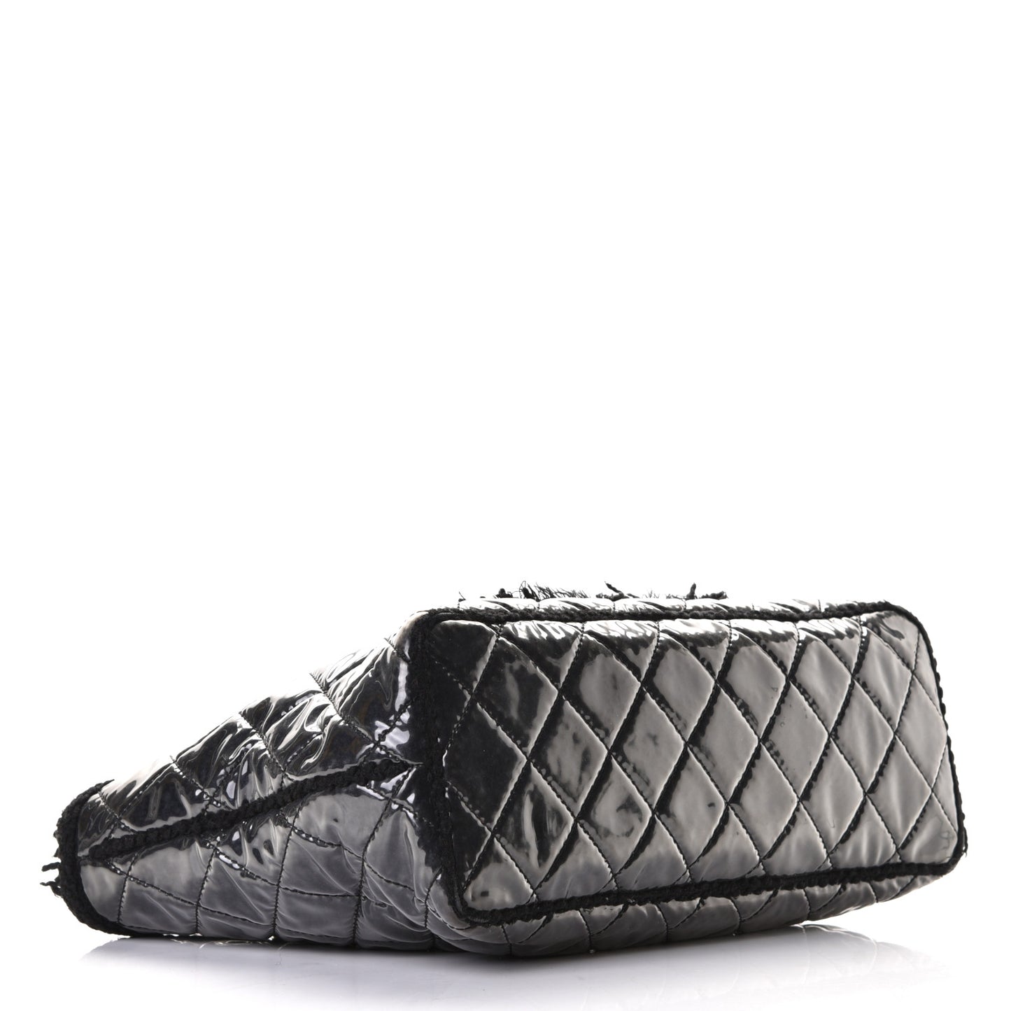 Vinyl Quilted Funny Tweed Tote Black