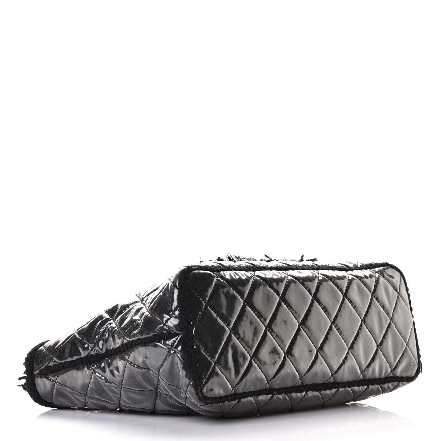 Chanel Vinyl Quilted Funny Tweed Tote Black 3 of 6