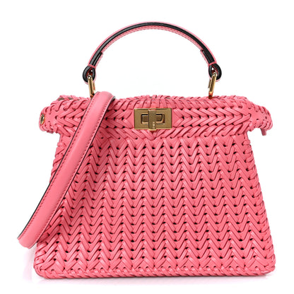 Fendi Vitello King Shiny Nappa Intreccio Petite Peekaboo I SEE U Satchel Pink Dalia 1 of 11