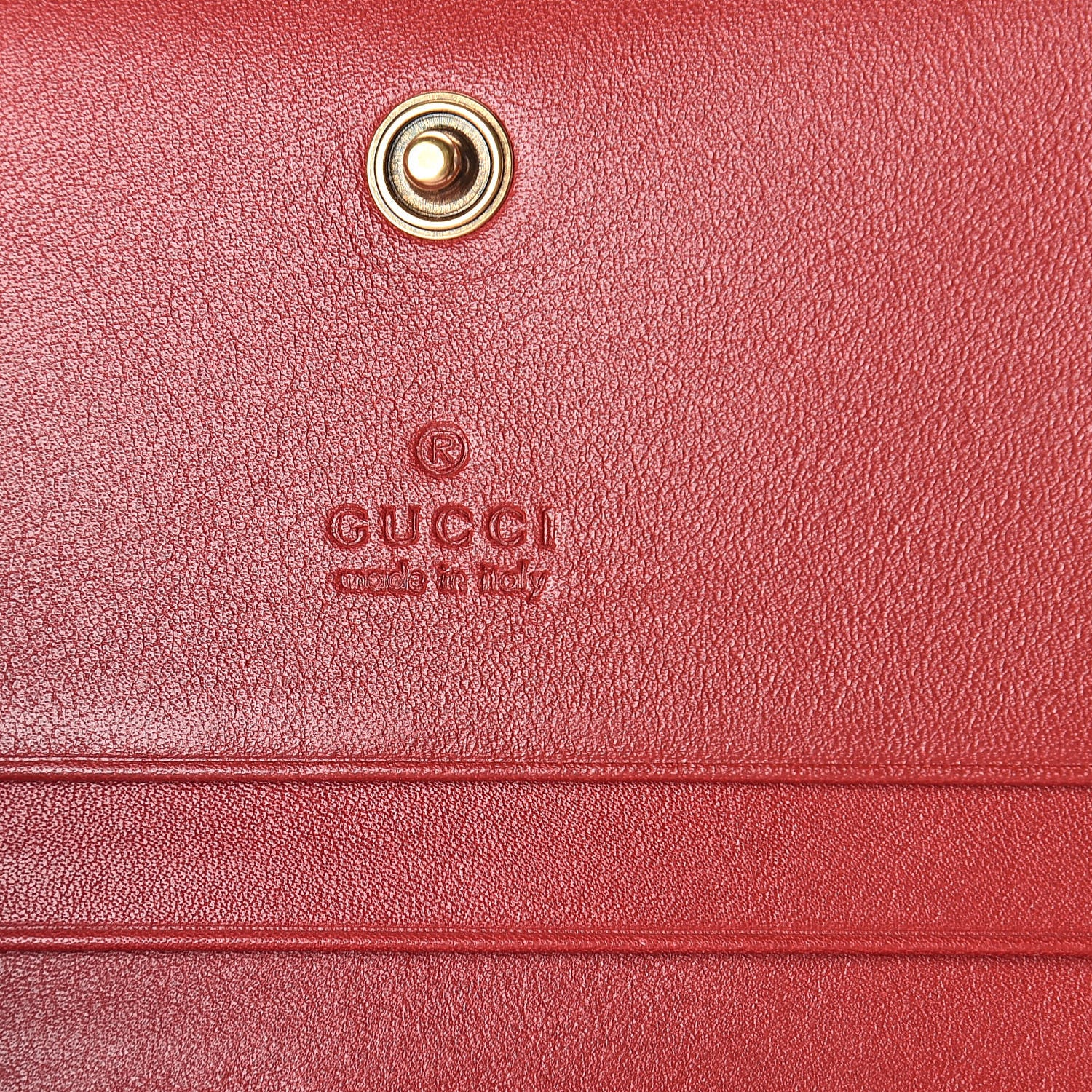 Gucci Calfskin Matelasse GG Marmont Card Case Wallet Hibiscus Red 6 of 7