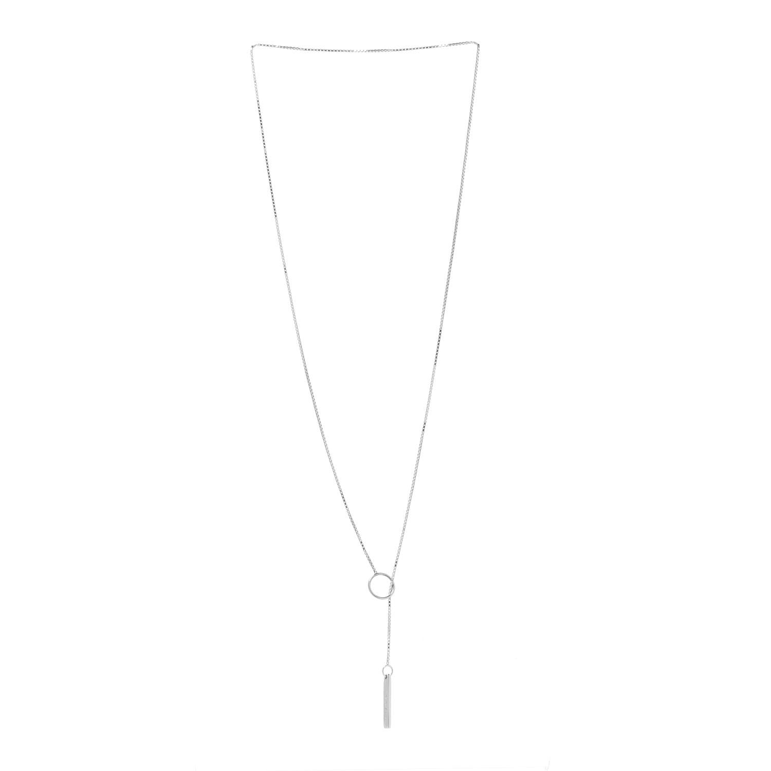 Gucci 18K White Gold 20mm Lariat Necklace 3 of 6