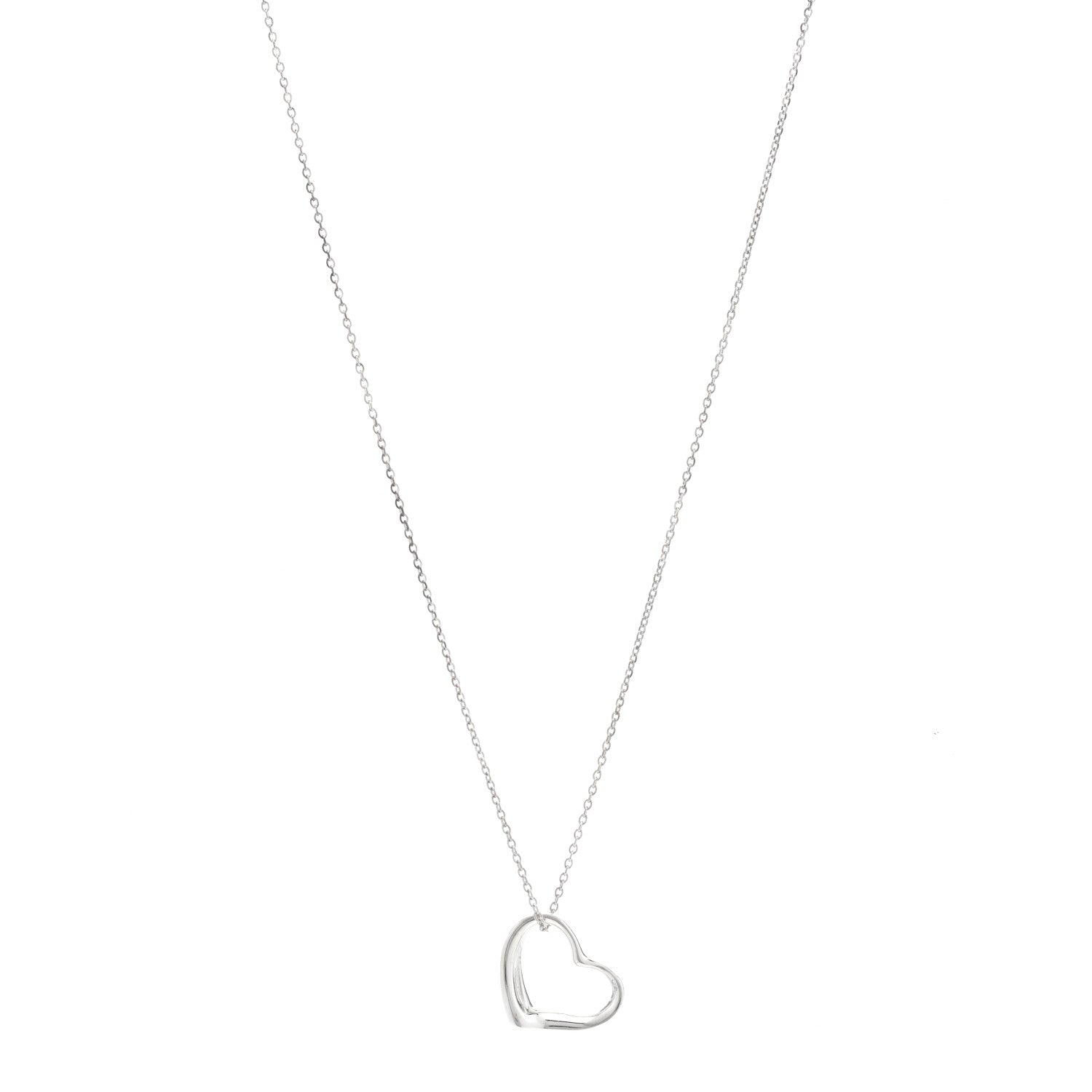 Tiffany Sterling Silver 14mm Elsa Peretti Open Heart Pendant Necklace 1 of 5