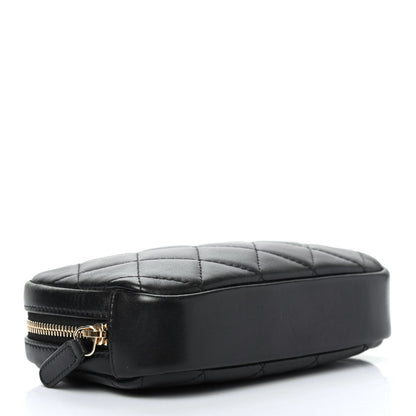 Chanel Lambskin Quilted Small Curvy Pouch Cosmetic Case Black 3 of 4