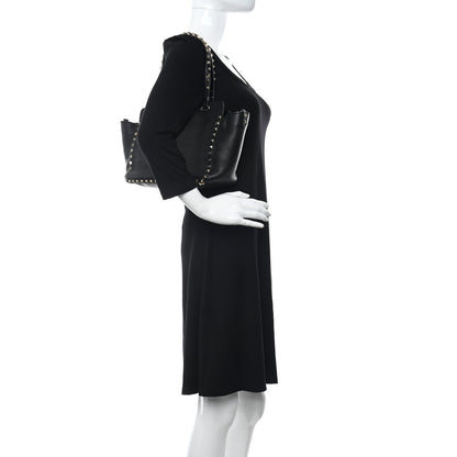 Valentino Garavani Grained Calfskin Small Rockstud Tote Black 3 of 10