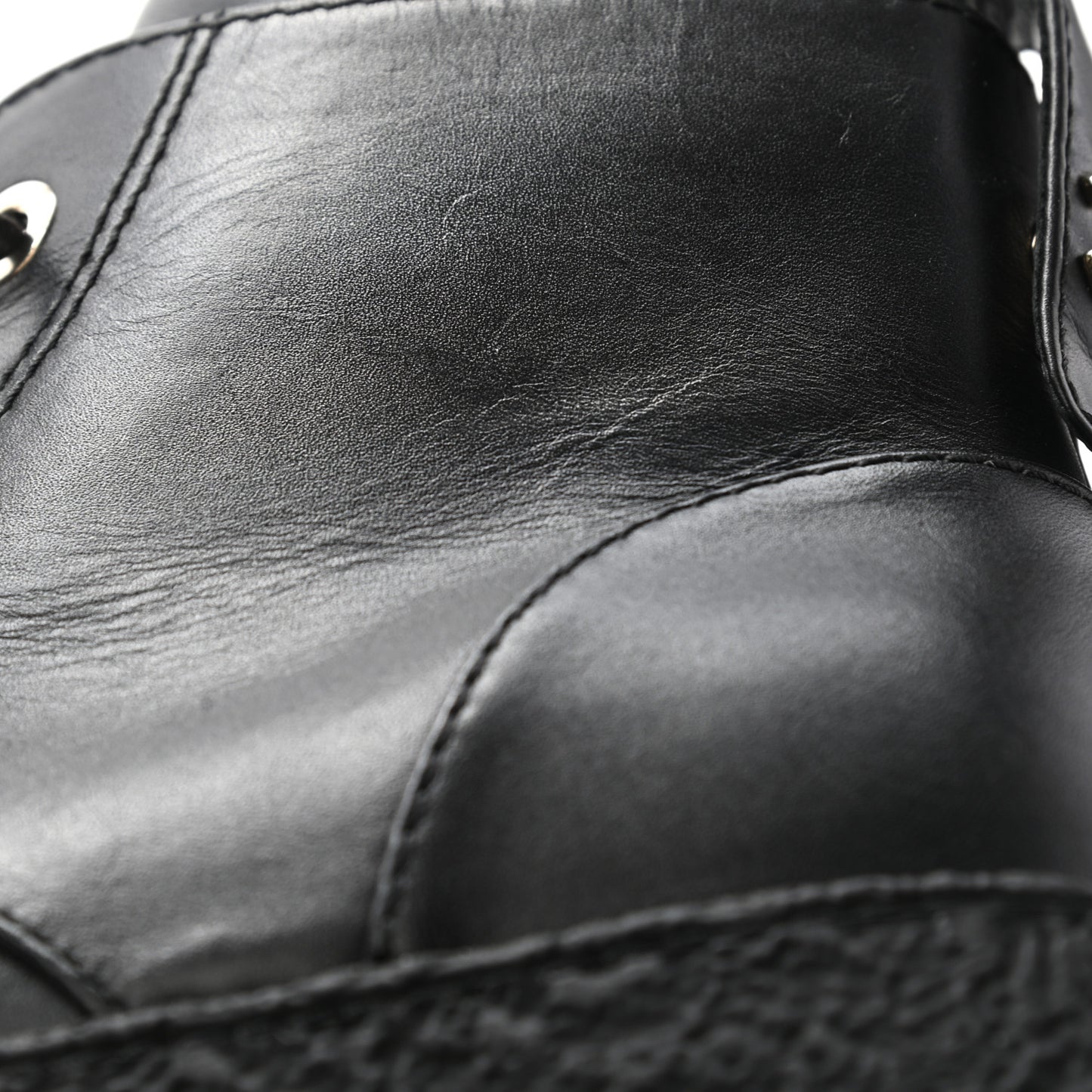 Calfskin CC Turnlock Lace Up Boots 35.5 Black