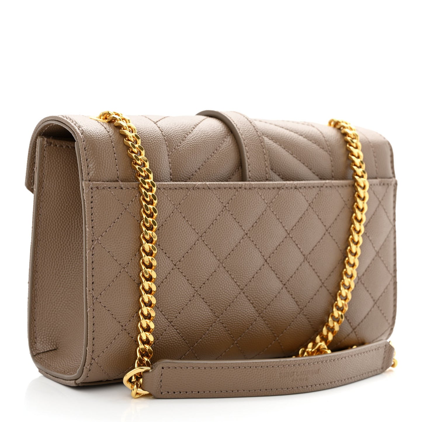 Grain De Poudre Textured Mixed Matelasse Triquilt Small Monogram Satchel Taupe