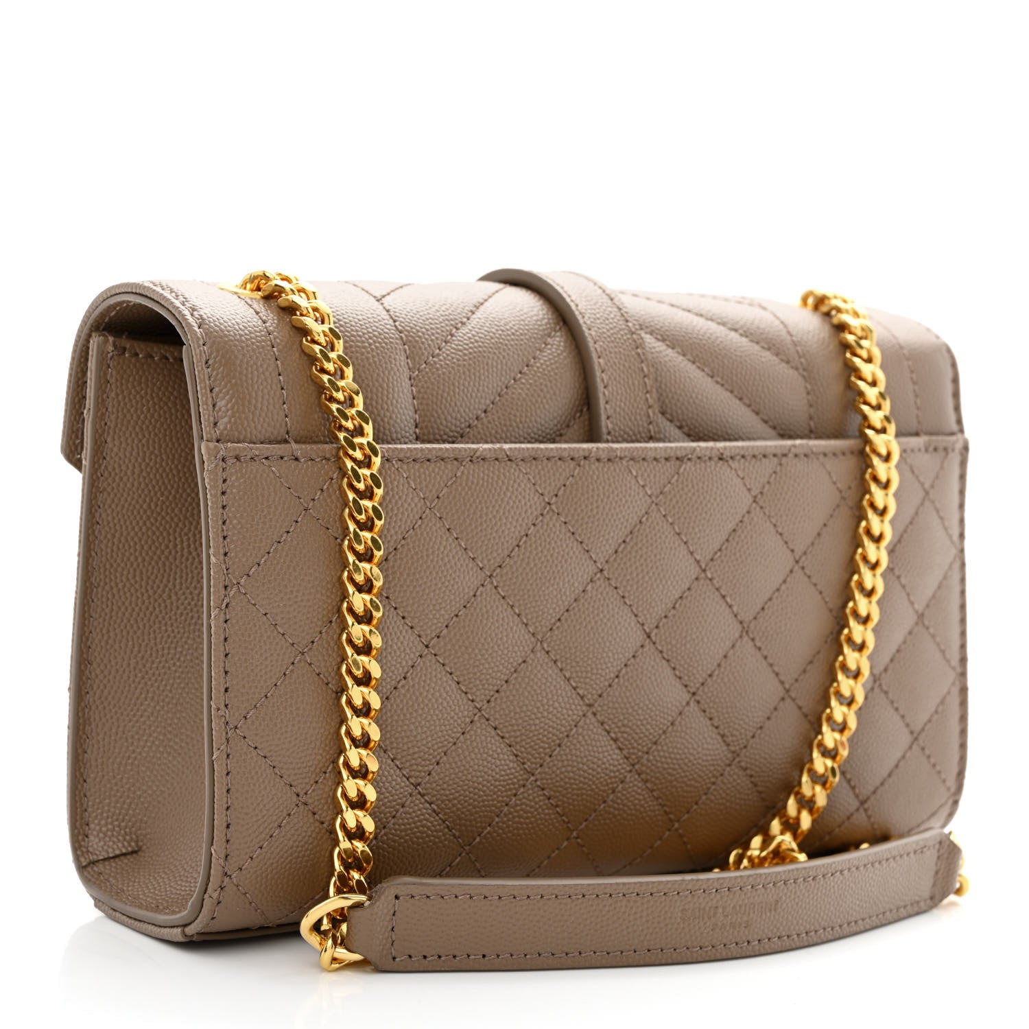 Saint Laurent Grain De Poudre Textured Mixed Matelasse Triquilt Small Monogram Satchel Taupe 3 of 14