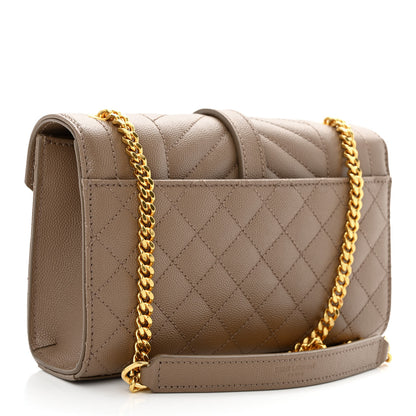 Saint Laurent Grain De Poudre Textured Mixed Matelasse Triquilt Small Monogram Satchel Taupe 3 of 14