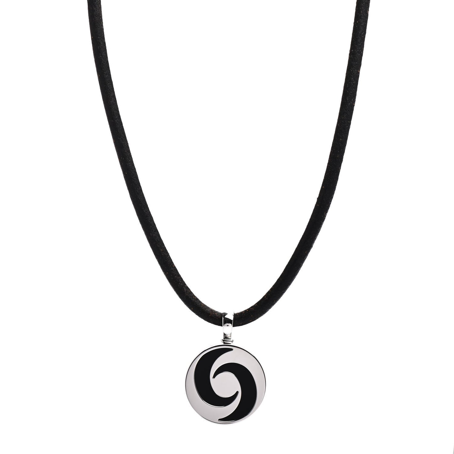 18K White Gold Stainless Steel Optical Pendant Cord Necklace
