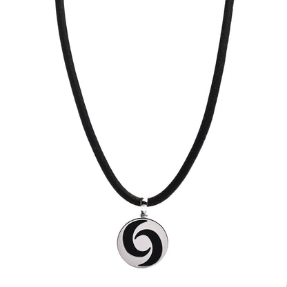 Bulgari 18K White Gold Stainless Steel Optical Pendant Cord Necklace 1 of 3