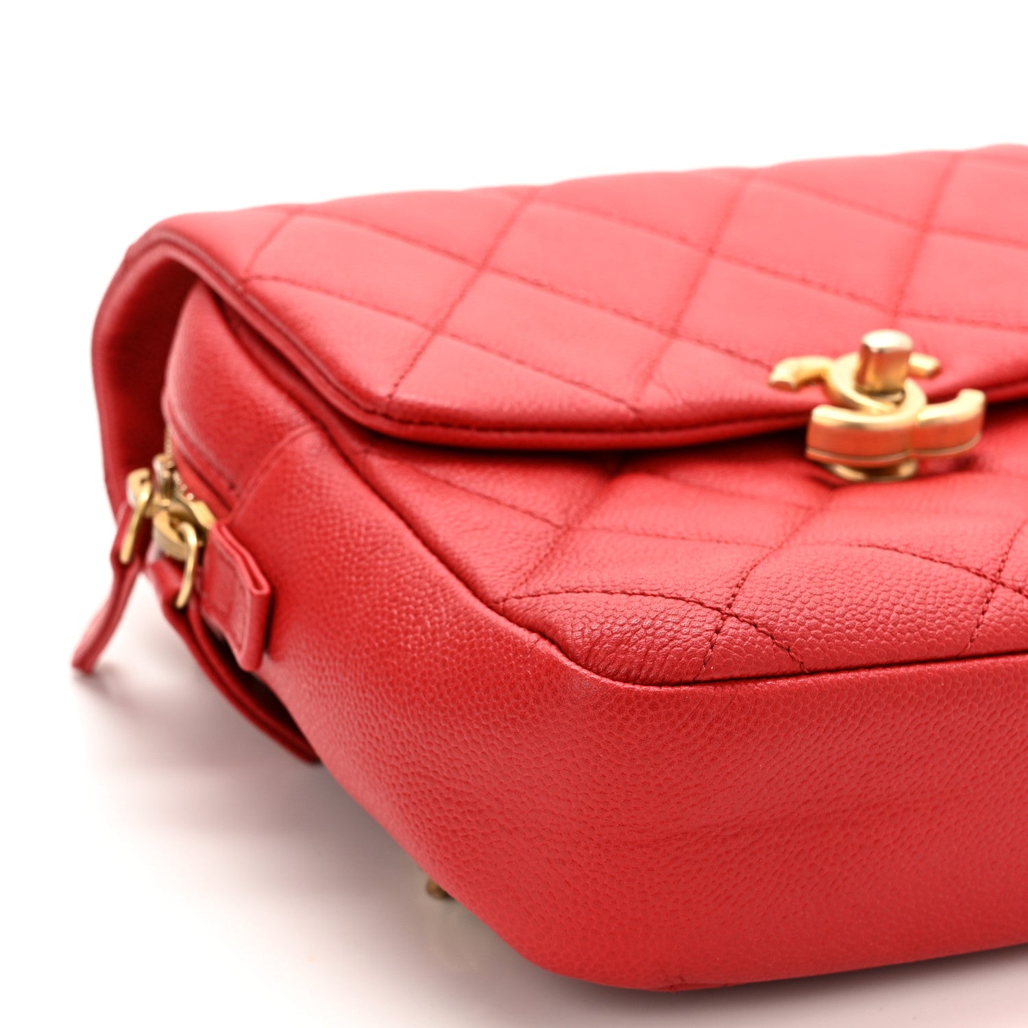 Chanel Shiny Caviar Quilted Chain Melody Backpack Red 10 of 10