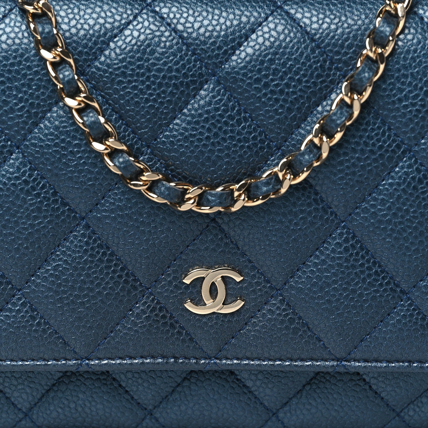 Chanel Caviar Quilted Wallet on Chain WOC Dark Blue 8 of 10