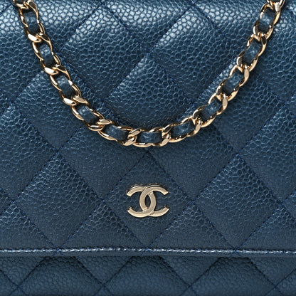 Chanel Caviar Quilted Wallet on Chain WOC Dark Blue 8 of 10