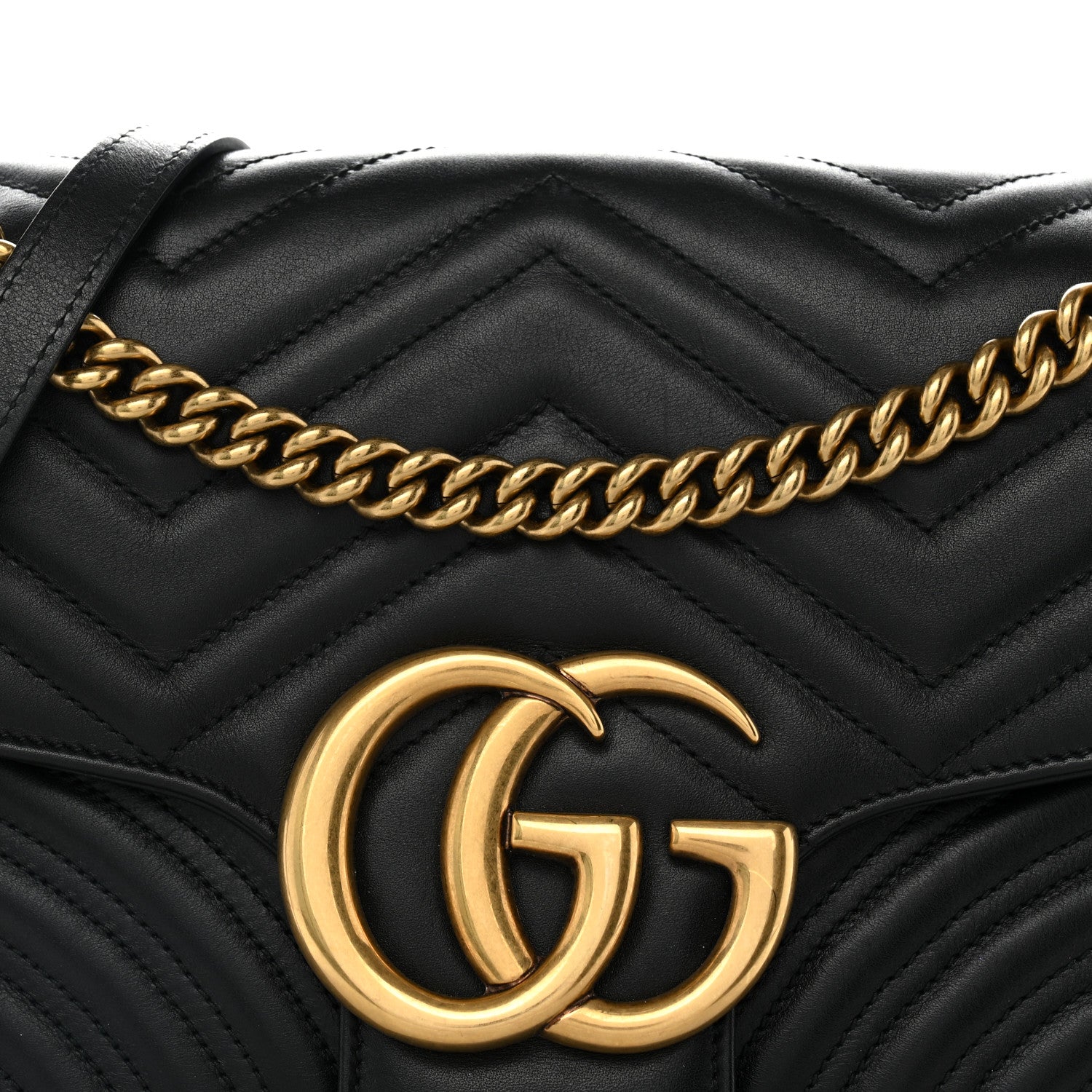 Gucci Calfskin Matelasse Medium GG Marmont Shoulder Bag Black 8 of 10