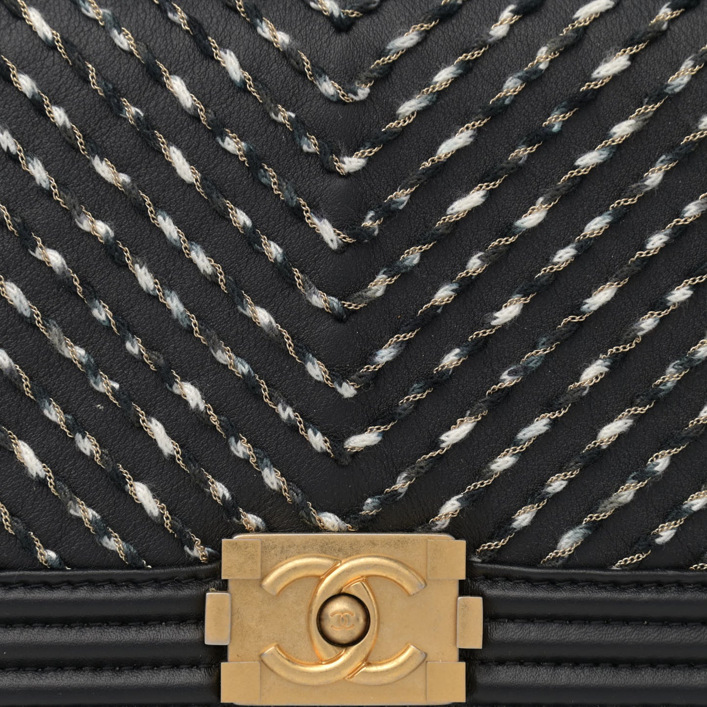 Calfskin Chevron Embroidered Boy By The Sea Flap Waist Belt Bag Black