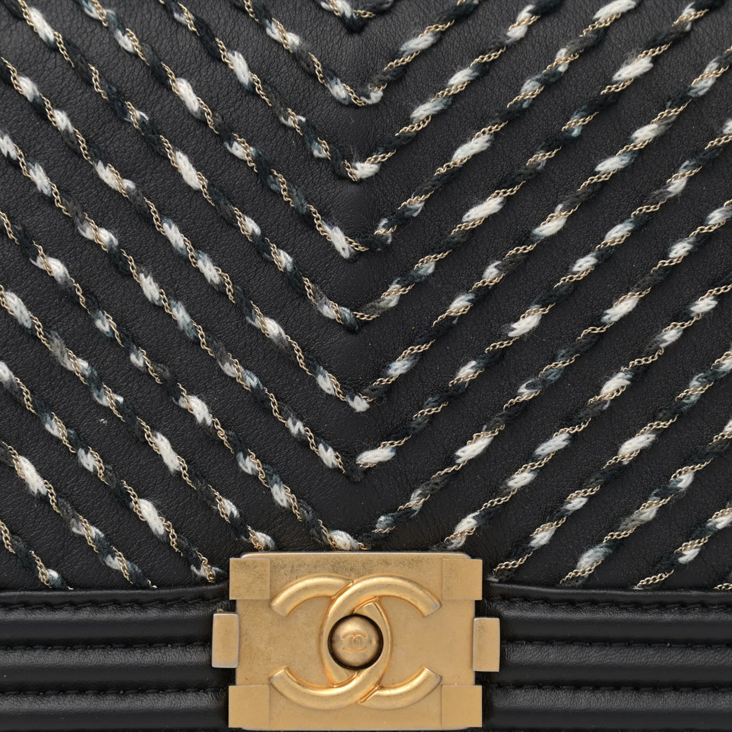 Chanel Calfskin Chevron Embroidered Boy By The Sea Flap Waist Belt Bag Black 10 of 10