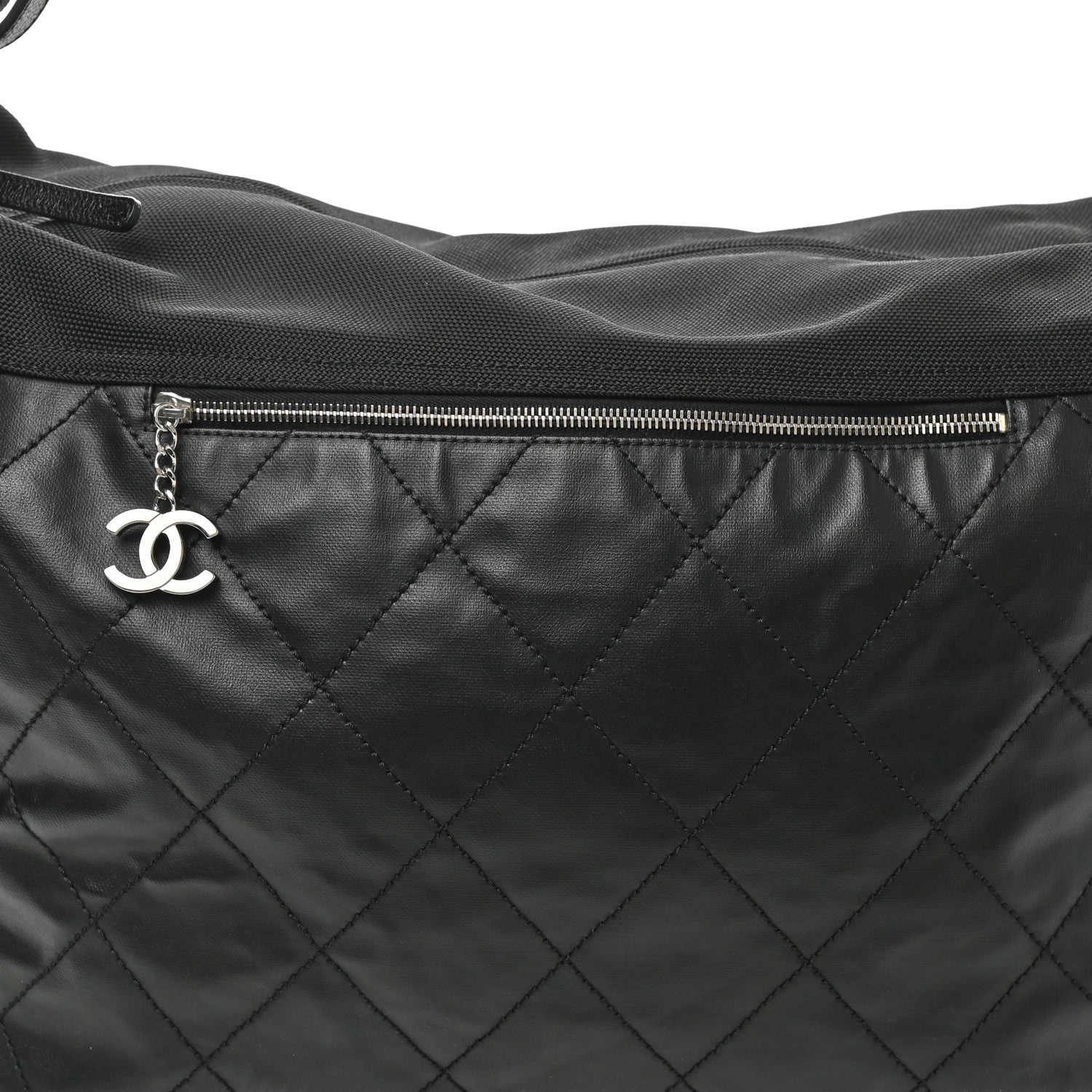 Chanel Coated Canvas Paris Biarritz XL Travel Bag Black 7 of 9
