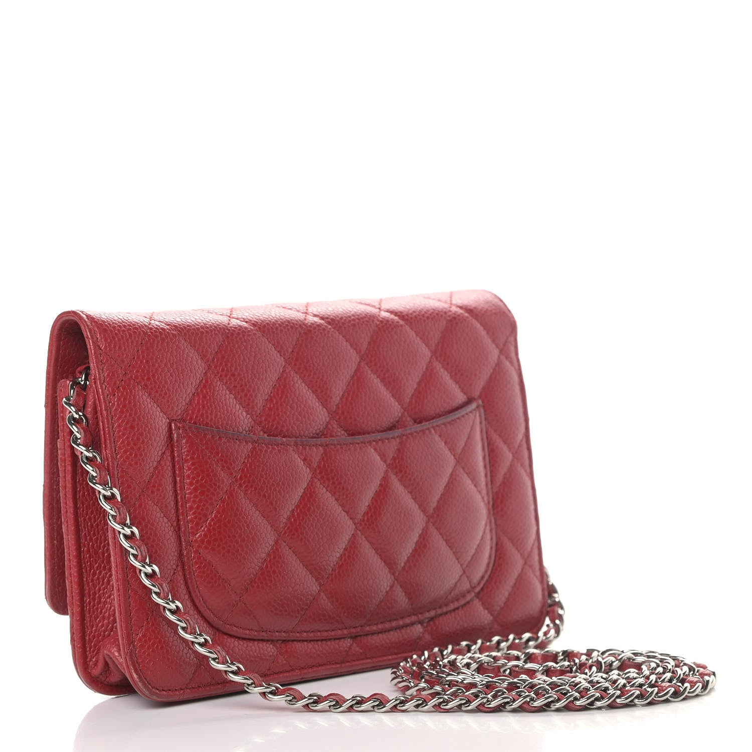 Chanel Caviar Quilted Wallet On Chain WOC Red 2 of 8