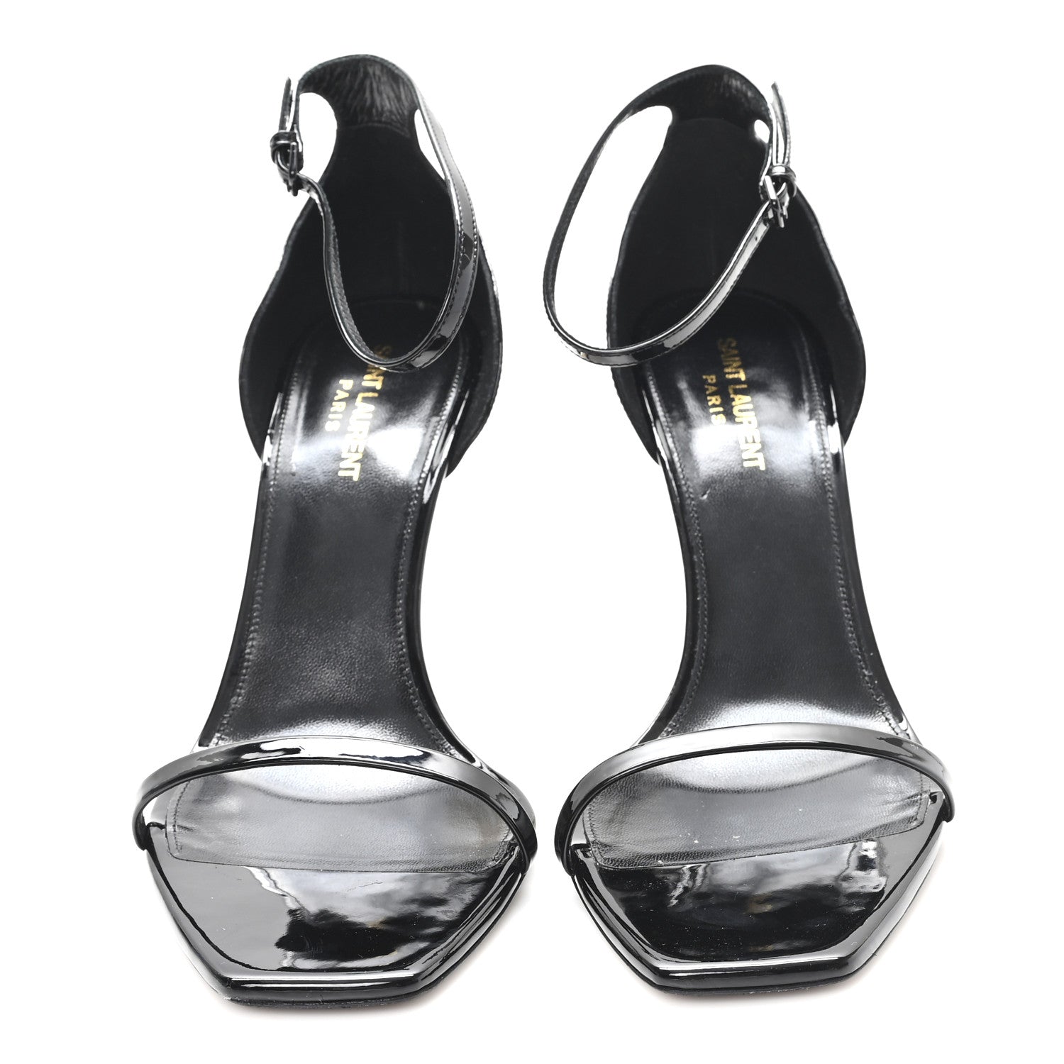 Saint Laurent Patent Calfskin Opyum 110 Sandals 41 Black Gold 3 of 9