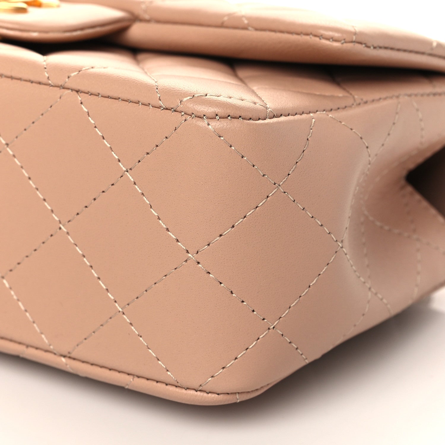 Chanel Lambskin Quilted Mini Top Handle Rectangular Flap Beige 9 of 10