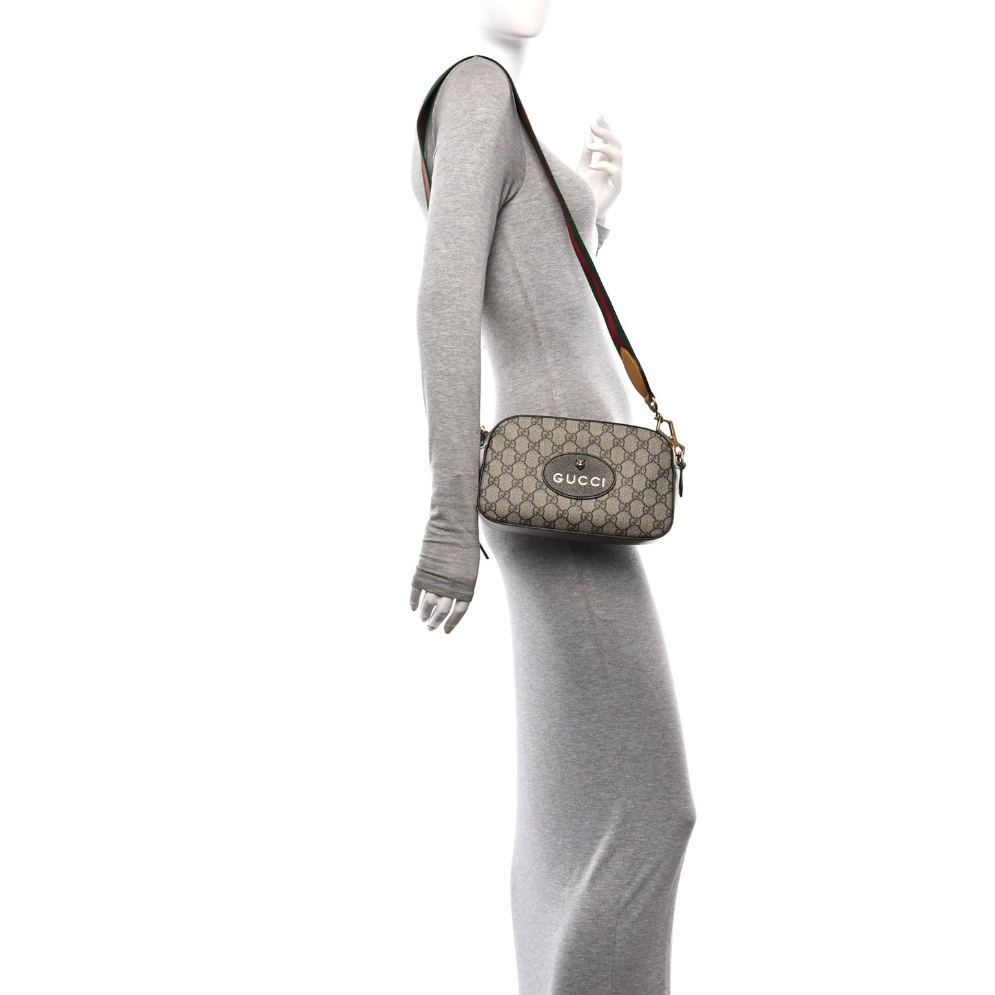 GG Supreme Monogram Web Neo Vintage Shoulder Bag Beige New Acero Crop