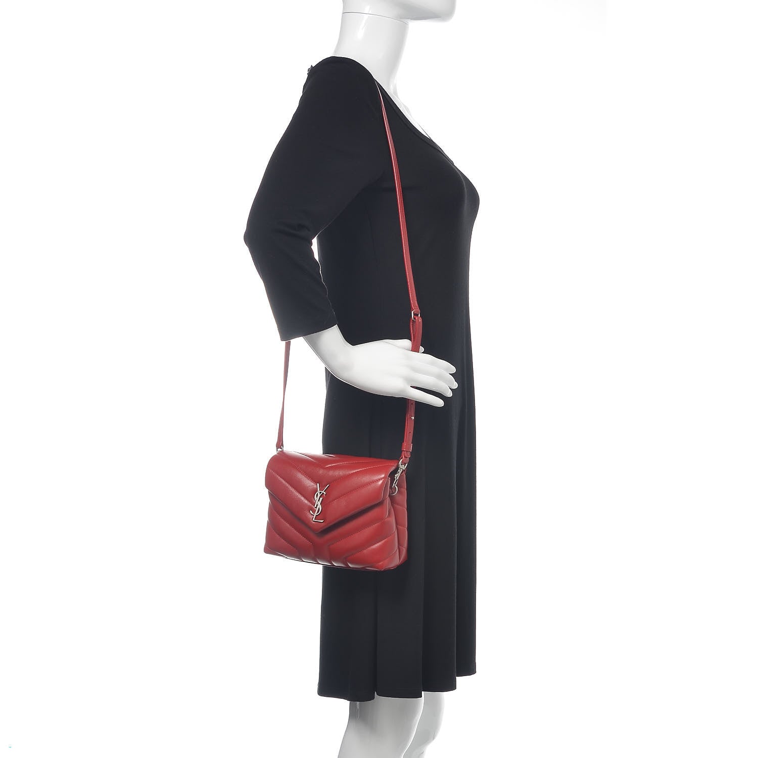 Saint Laurent Calfskin Y Quilted Monogram Toy Loulou Crossbody Bag Rouge Eros 2 of 12