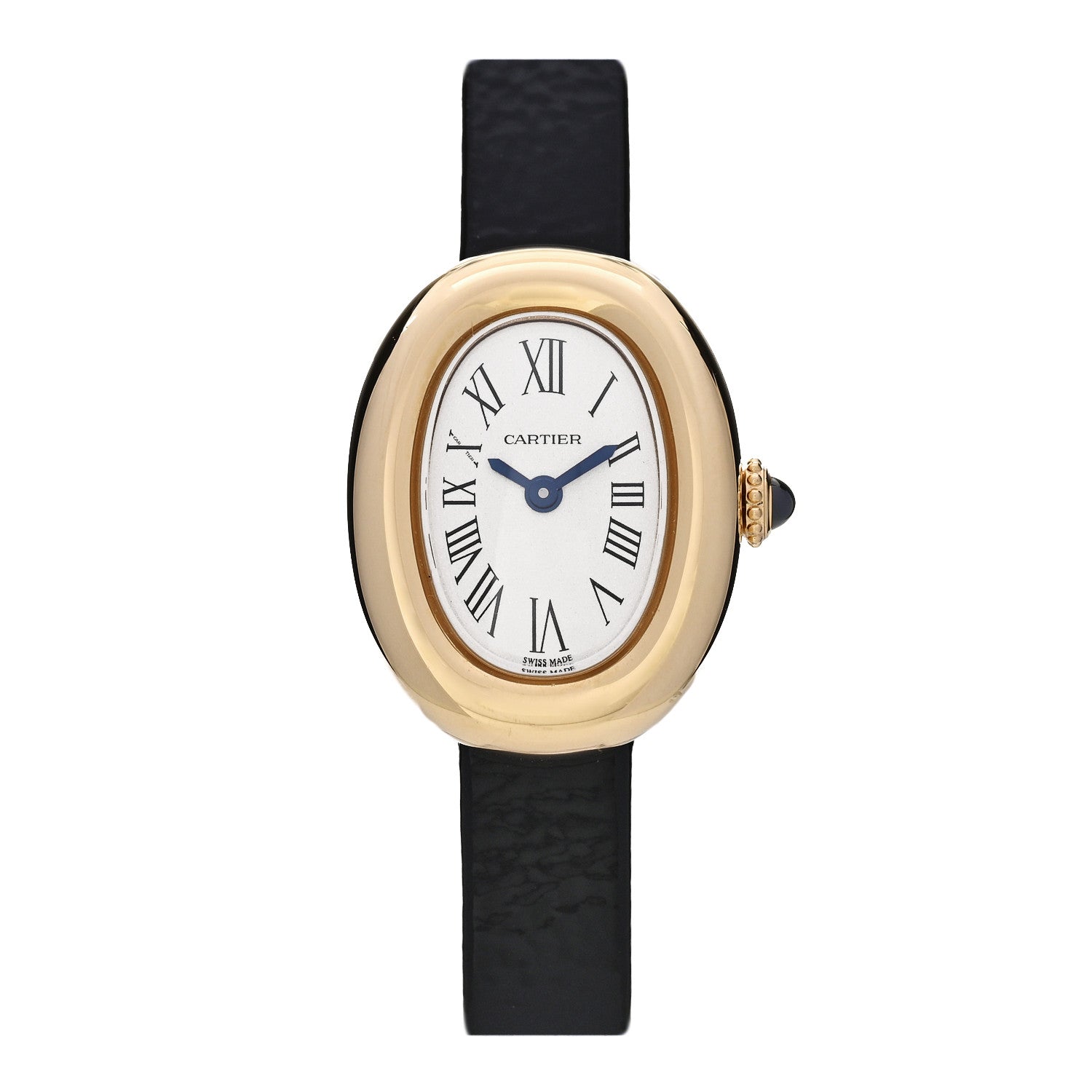 Cartier 18K Yellow Gold Calfskin 18mm Baignoire Quartz Watch 1 of 5