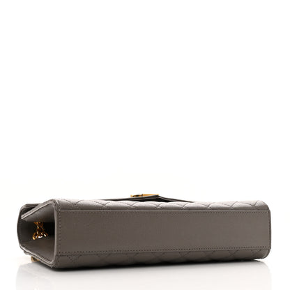 Saint Laurent Grain De Poudre Textured Mixed Matelasse Medium Triquilt Monogram Satchel Fog 4 of 15