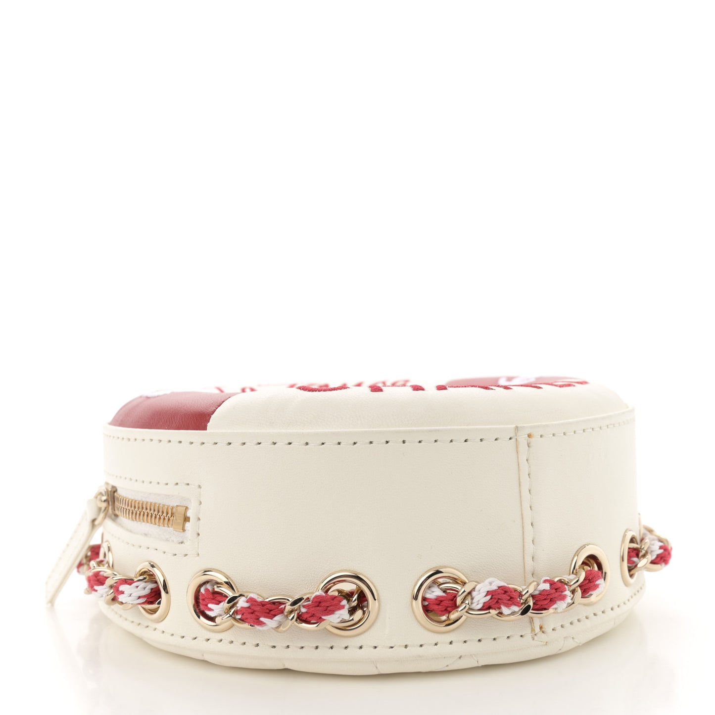 Lambskin Coco Lifesaver Round Bag Red White