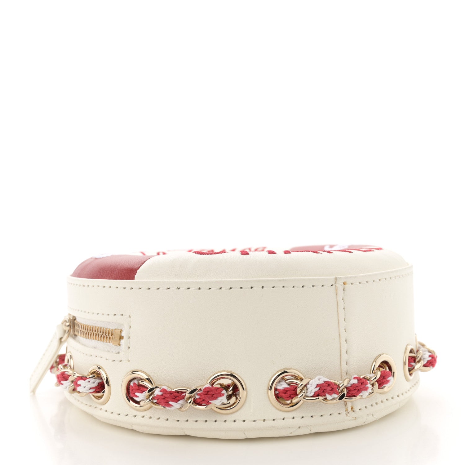 Chanel Lambskin Coco Lifesaver Round Bag Red White 4 of 12