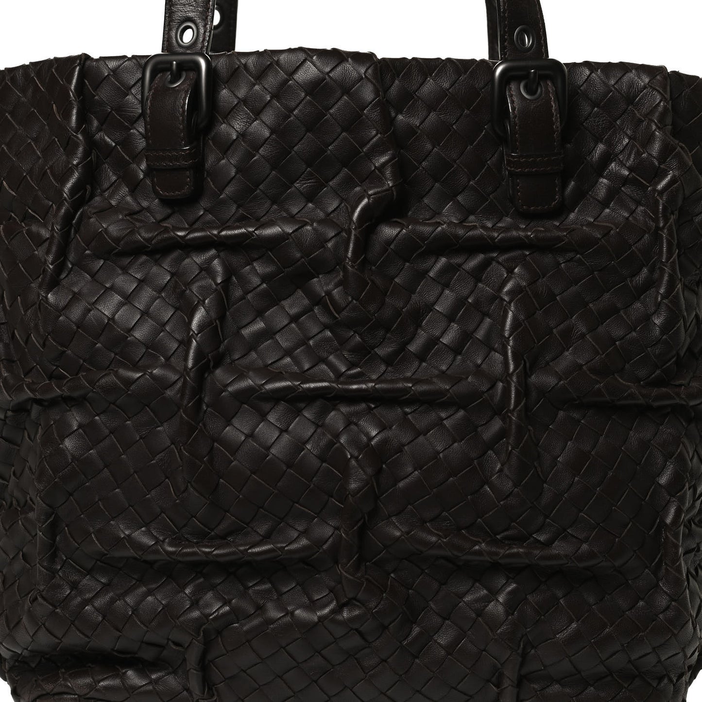 Nappa Intrecciato Pleated Tote Ebano
