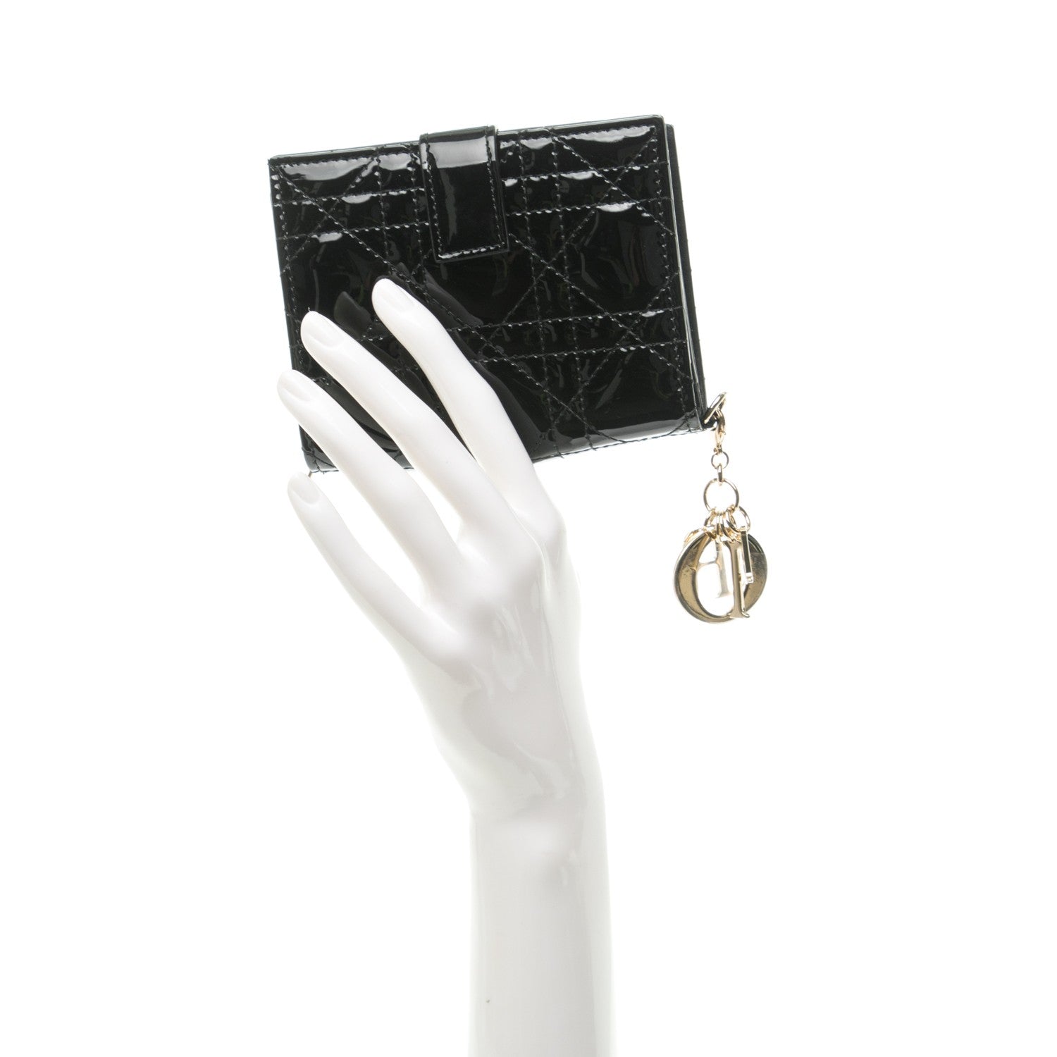 Christian Dior Patent Cannage Lady Dior Eden Wallet Black 2 of 8