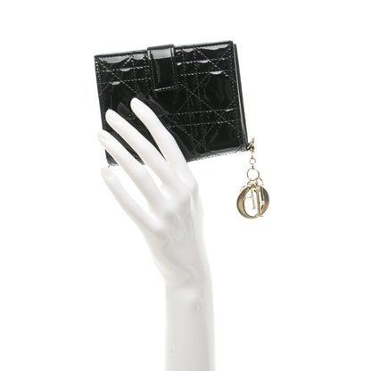 Christian Dior Patent Cannage Lady Dior Eden Wallet Black 2 of 8
