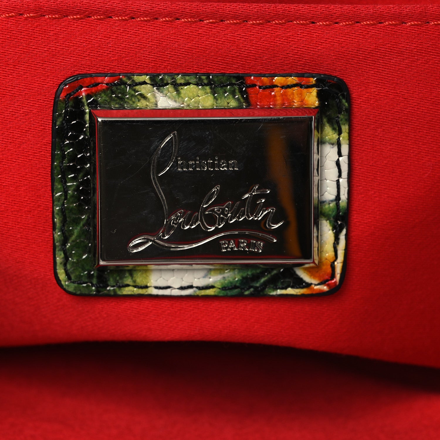 Christian Louboutin Calfskin Studded Floral Mosaic Loubiclutch Crossbody Clutch White Multicolor 5 of 11