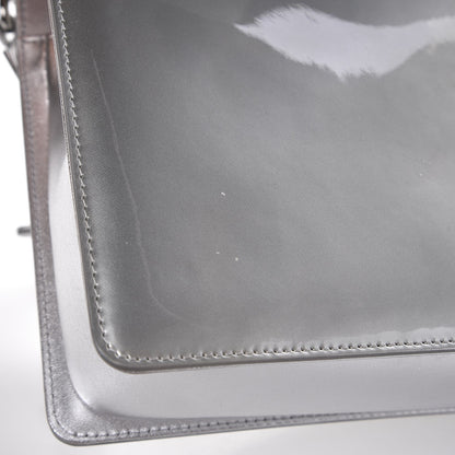 Chanel Metallic Patent Quilted New Medium Boy Flap Silver 11 of 12