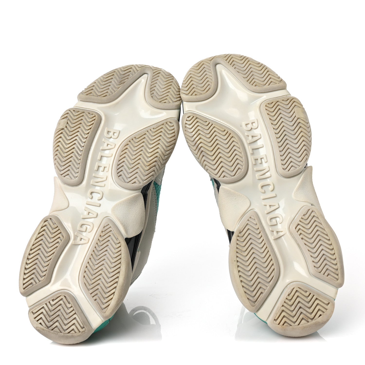 Balenciaga Fabric Mesh Womens Triple S Sneakers 40 White Green Grey 5 of 6