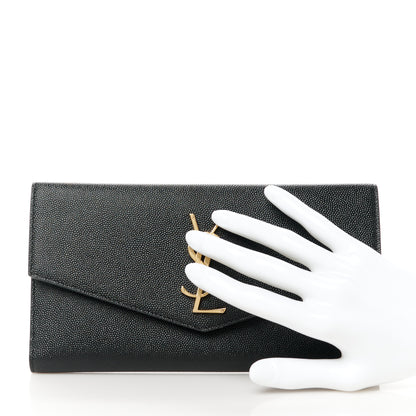 Saint Laurent Grain De Poudre Monogram Uptown Wallet Black 2 of 11