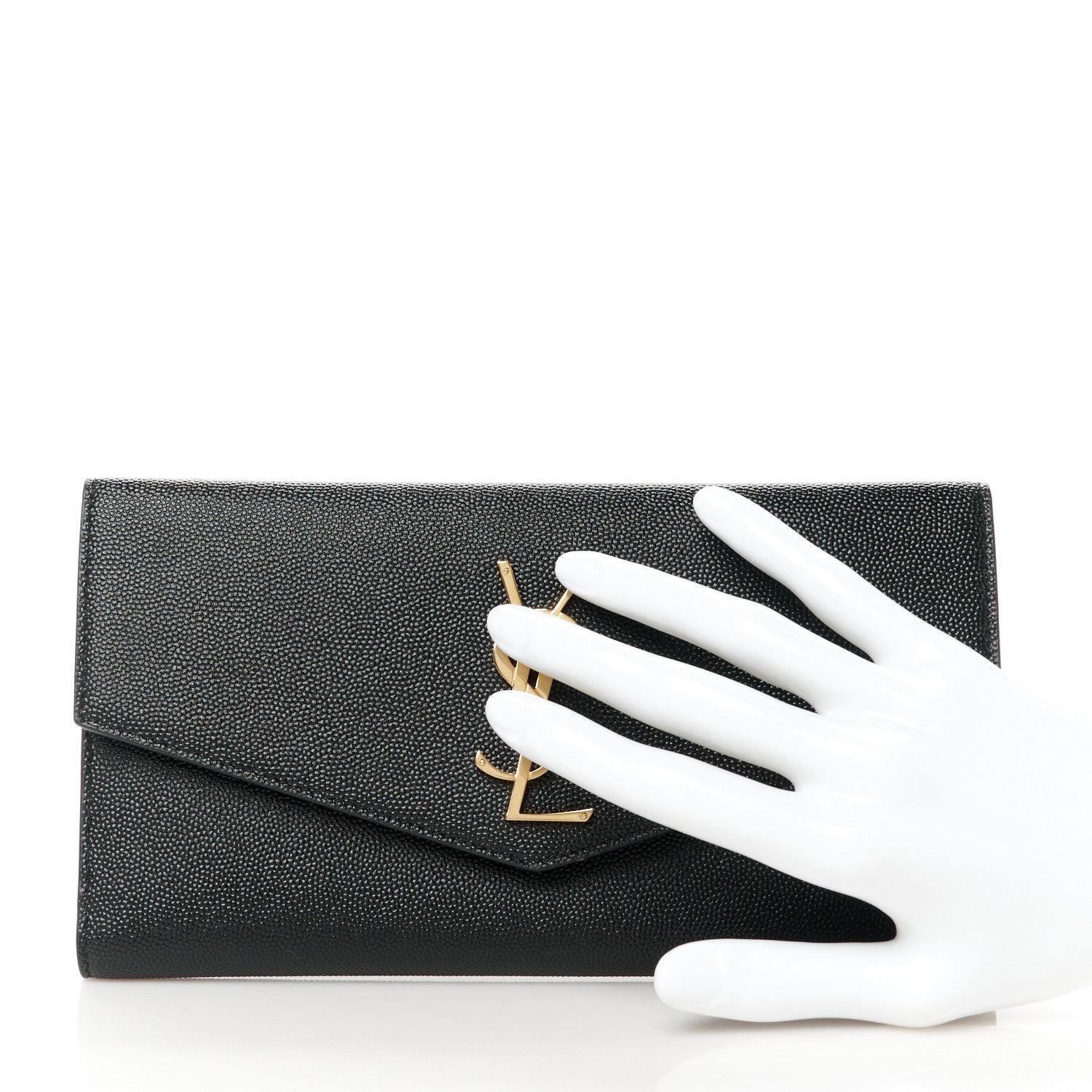 Saint Laurent Grain De Poudre Monogram Uptown Wallet Black 2 of 11