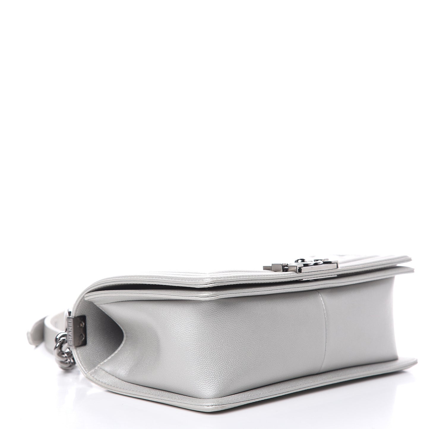 Metallic Caviar Quilted Medium Boy Flap Silver