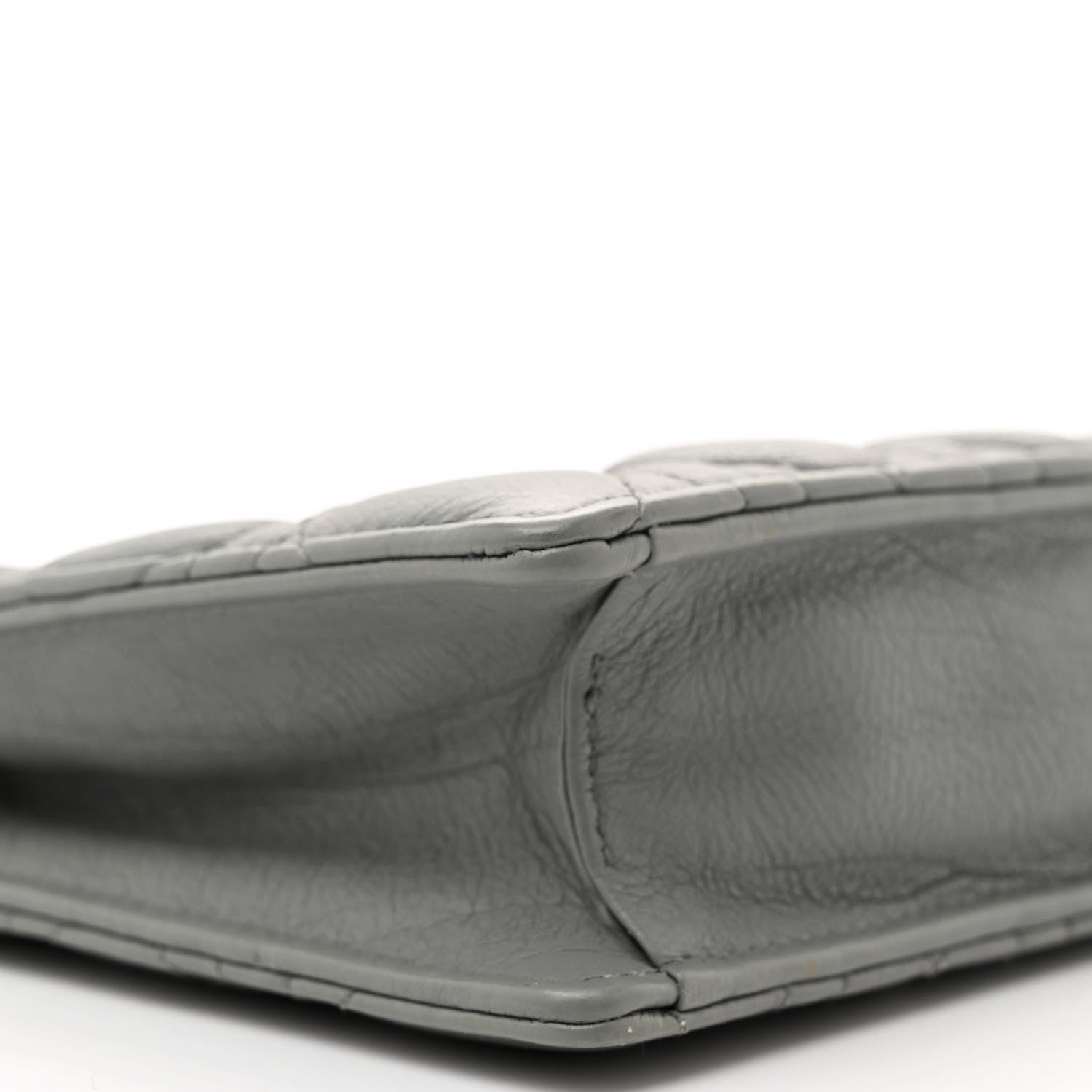 Christian Dior Calfskin Cannage Caro Zipped Pouch With Chain Grey 9 of 10