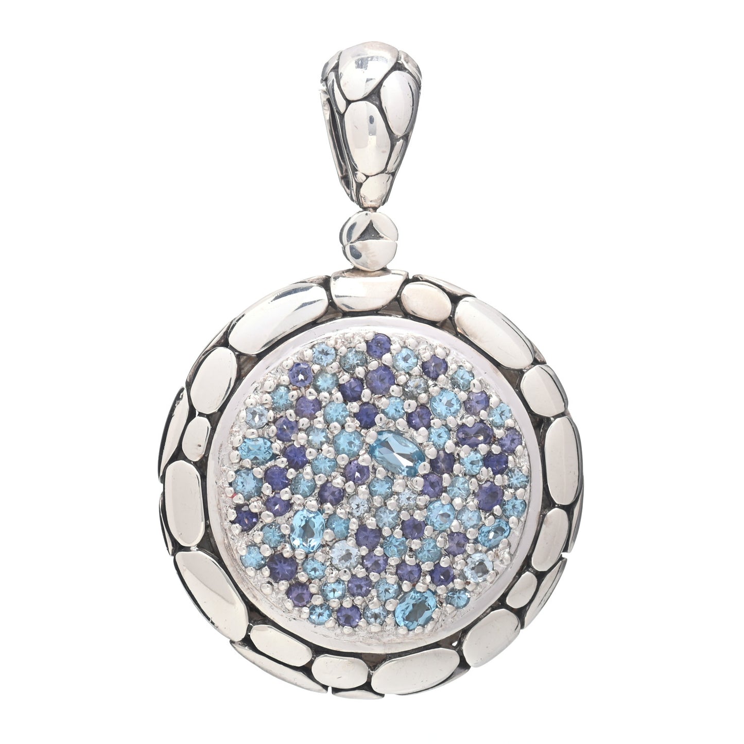 Sterling Silver Blue Topaz Iolite Pebble Pendant